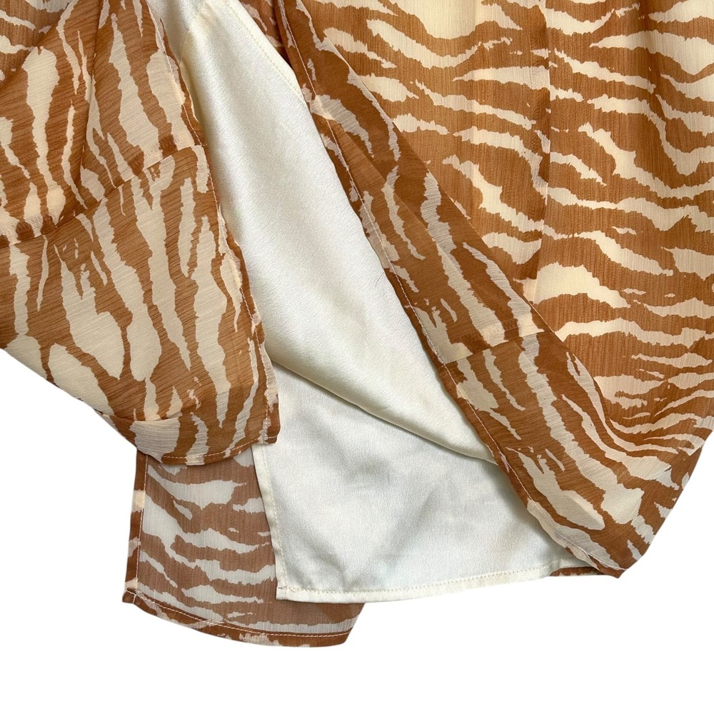 Camila Coelho Dress Bailee Zebra Print Side Slit Tan Cream M Animal Print Boho - Picture 11 of 15